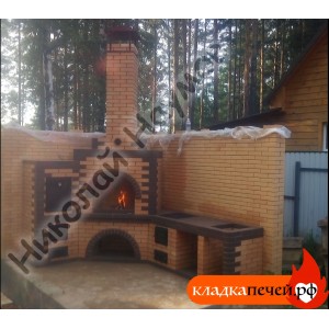 Угловой барбекю комплекс в беседку