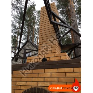 Барбекю комплекс углового типа из кирпича в беседку