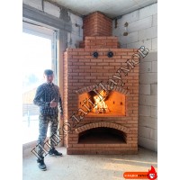 Угловой камин в стиле Дикий Камень